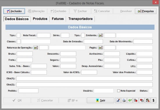 Cadastro de Notas Fiscais